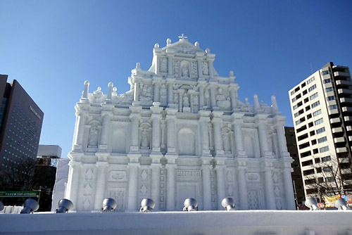 マカオ、セントポール天主堂跡雪像